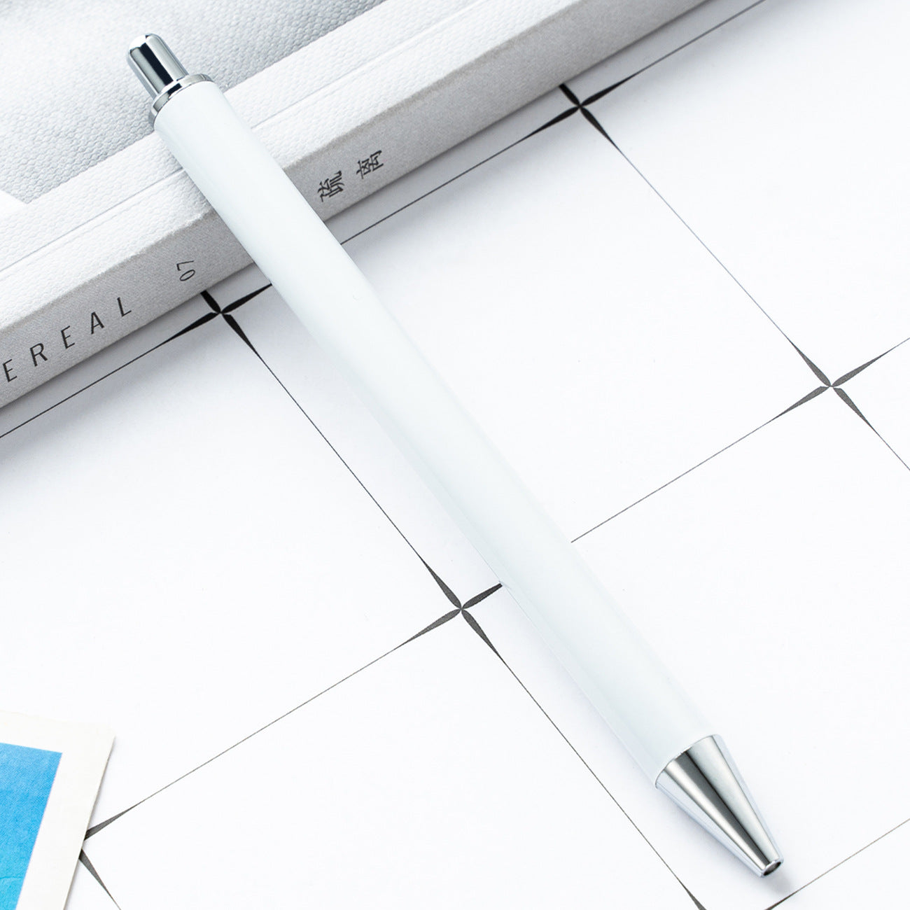 Wholesale Heat Transfer Push Metal Crystal Sticker Pen Push White Ballpoint Pen